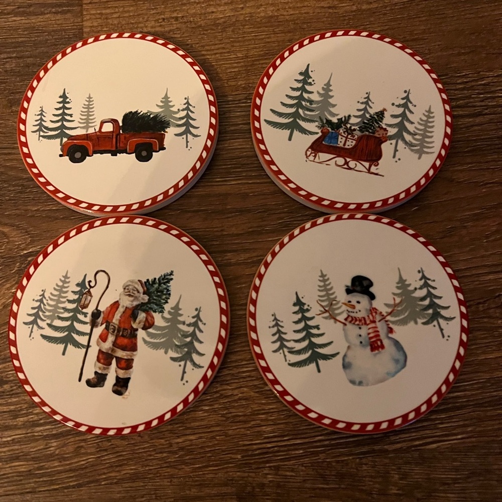 4 piece ceramic Christmas coasters